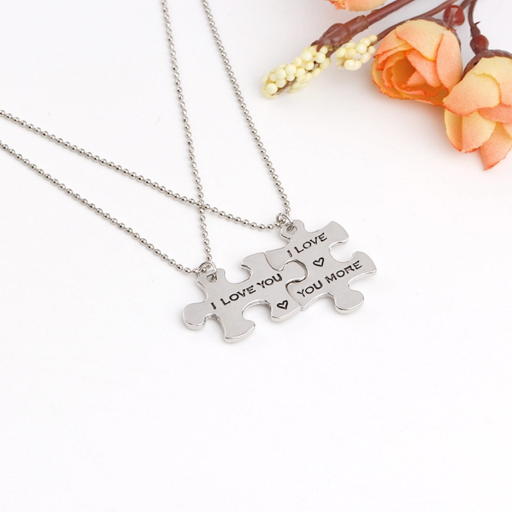 Couples I love you more necklace